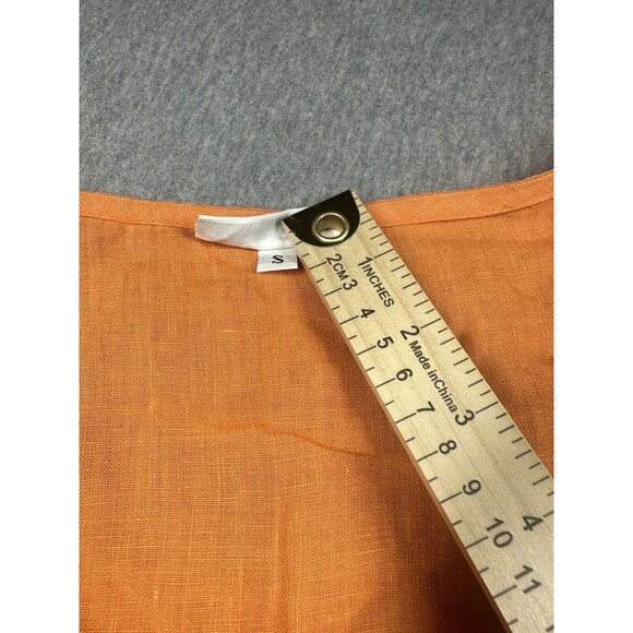 BRYN WALKER Orange Linen Boxy 3/4 Sleeve‎ Top S Lagenlook Beach Oversized - Picture 5 of 9